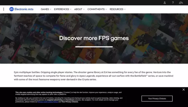 ea.com homepage screenshot