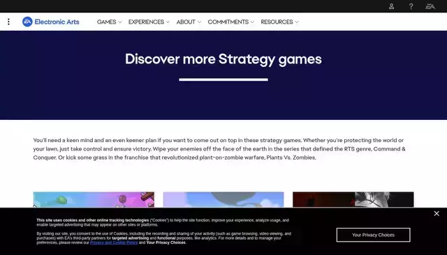 ea.com homepage screenshot