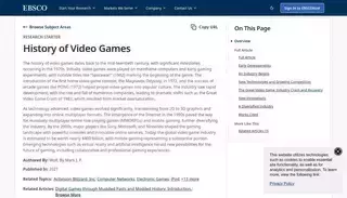 Ebsco History of Video Games | History | Research Starters | EBSCO Research