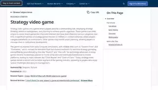 Ebsco Strategy video game | Sports and Leisure | Research Starters | EBSCO Research
