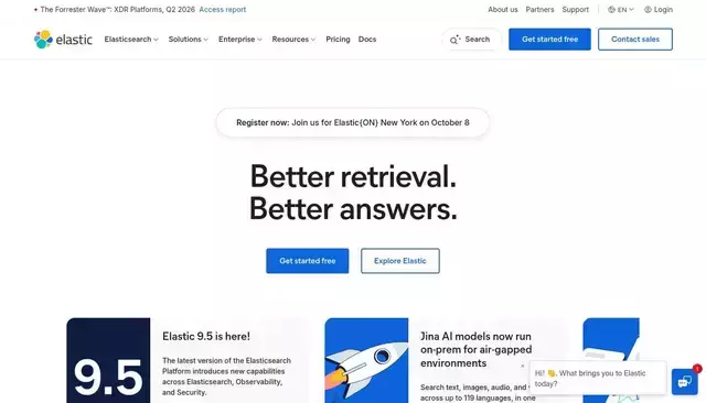 elastic.co homepage screenshot