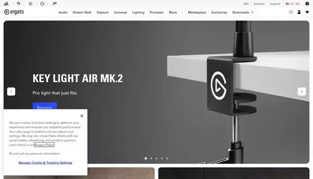 elgato.com homepage screenshot