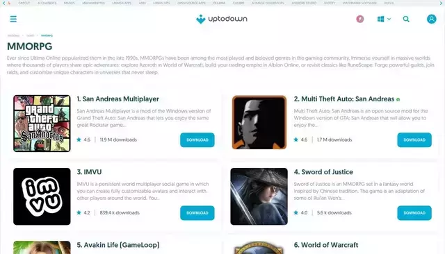 en.uptodown.com homepage screenshot