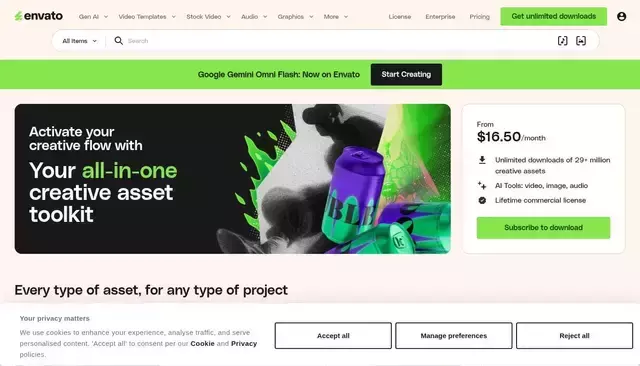 envato.com homepage screenshot