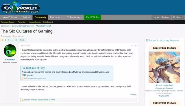 enworld.org homepage screenshot