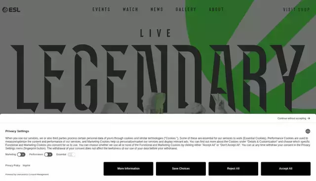 esl.com homepage screenshot