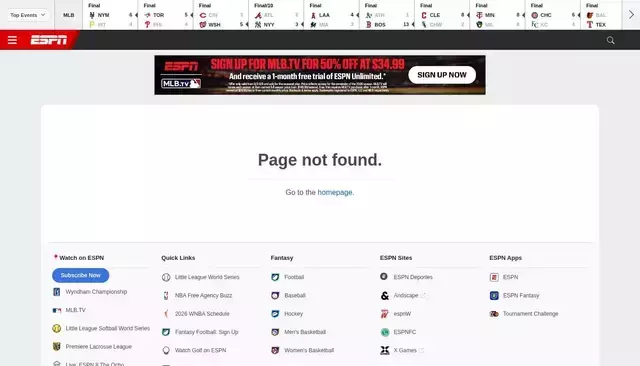 espn.com homepage screenshot