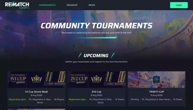 esports.playrematch.com homepage screenshot