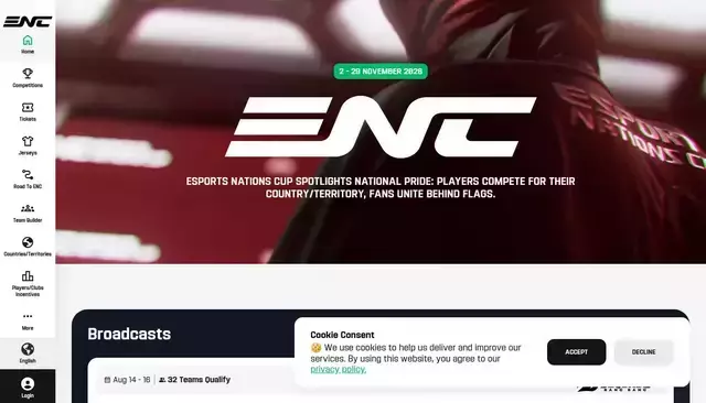 esportsnationscup.com homepage screenshot