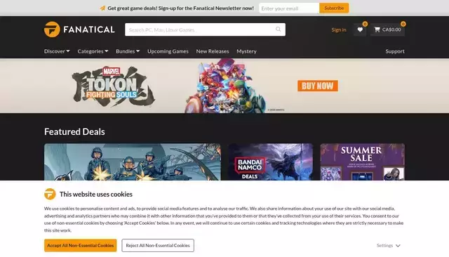 fanatical.com homepage screenshot