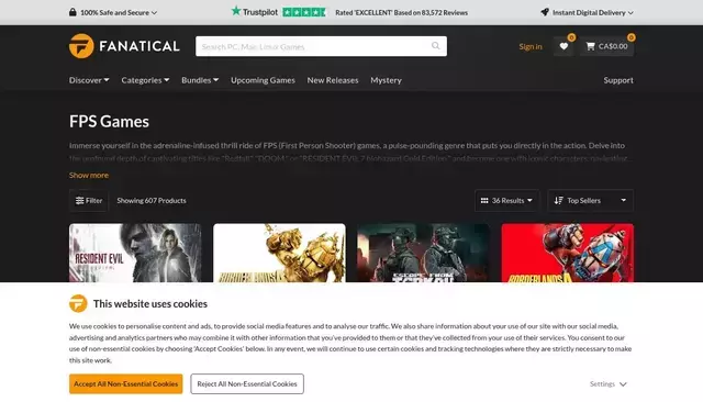 fanatical.com homepage screenshot