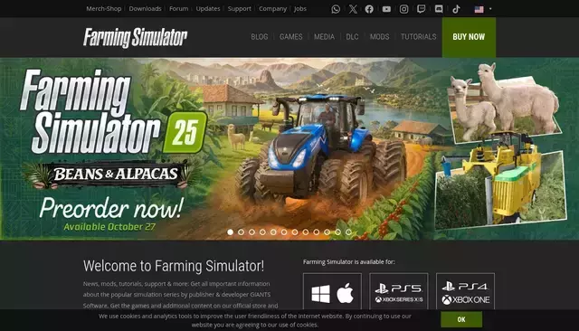 farming-simulator.com homepage screenshot