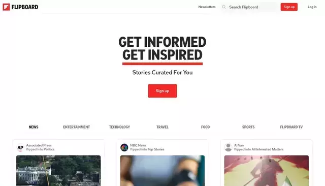 flipboard.com homepage screenshot