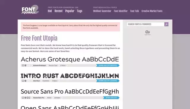fontsquirrel.com homepage screenshot