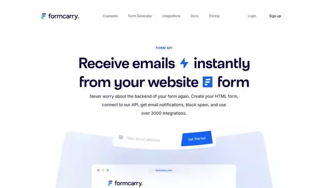 formcarry.com homepage screenshot