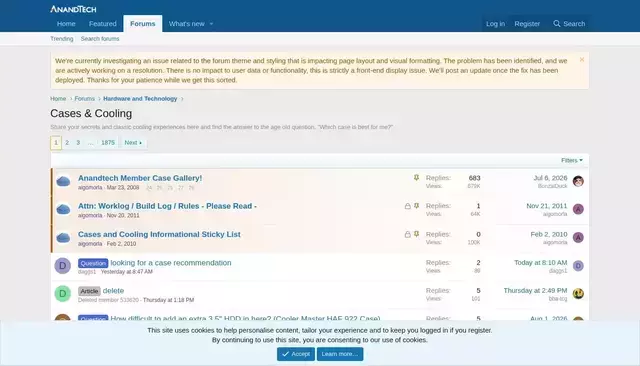 forums.anandtech.com homepage screenshot