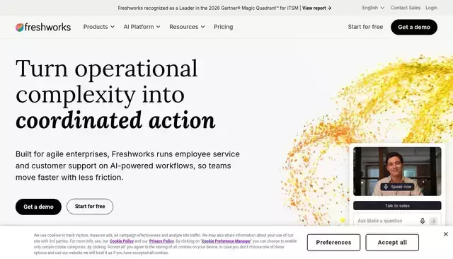 freshworks.com homepage screenshot