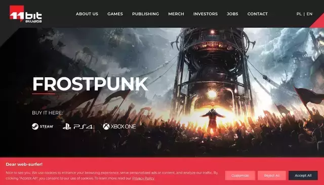 frostpunkgame.com homepage screenshot