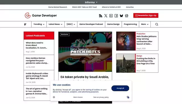 gamasutra.com homepage screenshot