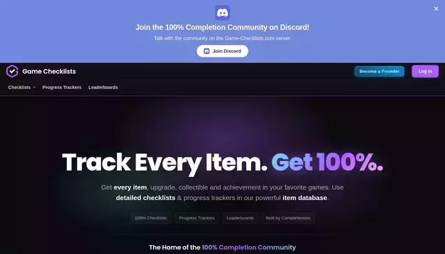 game-checklists.com homepage screenshot