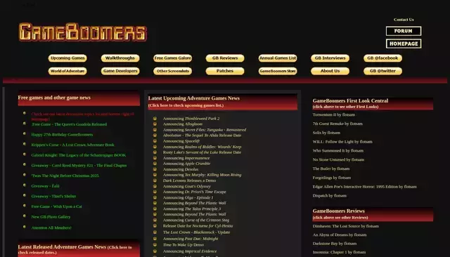 gameboomers.com homepage screenshot