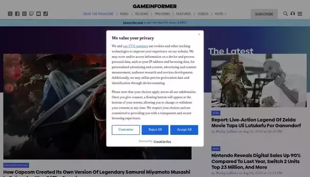 gameinformer.com homepage screenshot