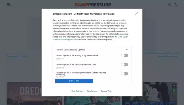 gamepressure.com homepage screenshot
