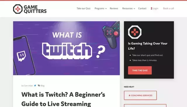 gamequitters.com homepage screenshot