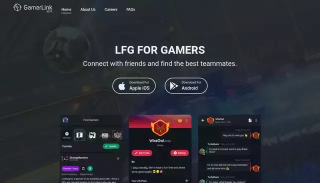 gamerlinkapp.com homepage screenshot