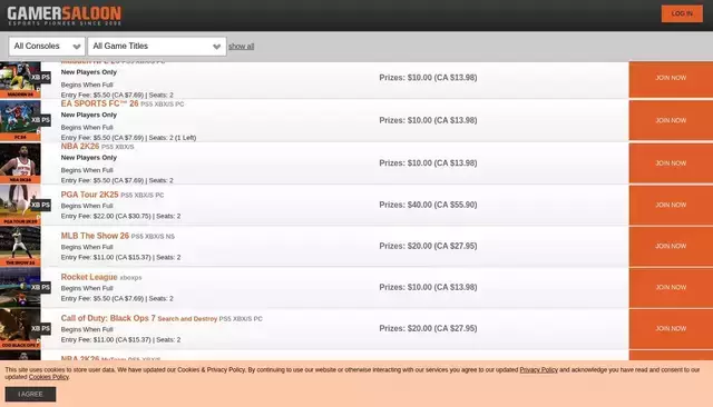 gamersaloon.com homepage screenshot