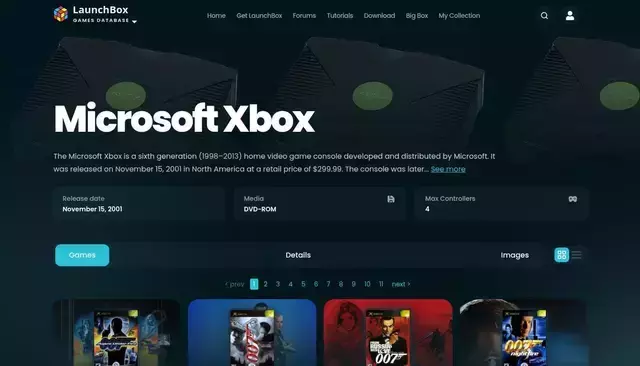 gamesdb.launchbox-app.com homepage screenshot