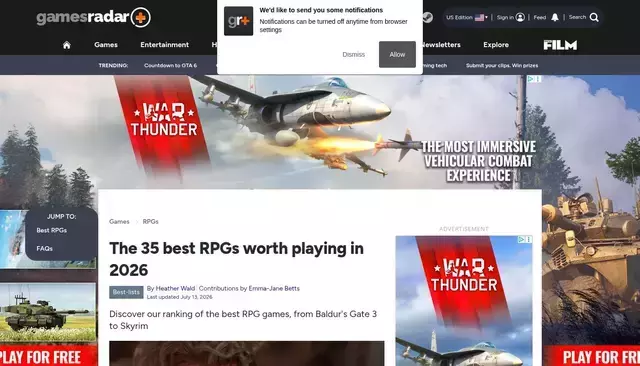 gamesradar.com homepage screenshot