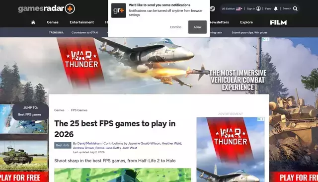 gamesradar.com homepage screenshot