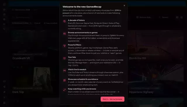 gamesrecap.io homepage screenshot