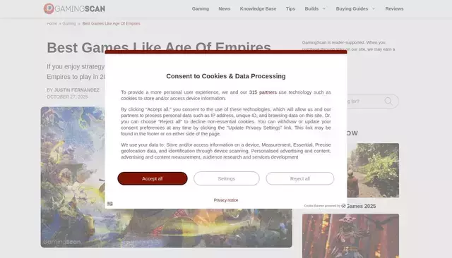 gamingscan.com homepage screenshot
