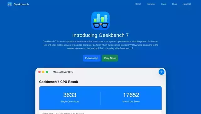 geekbench.com homepage screenshot