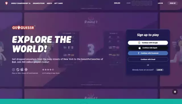 geoguessr.com homepage screenshot