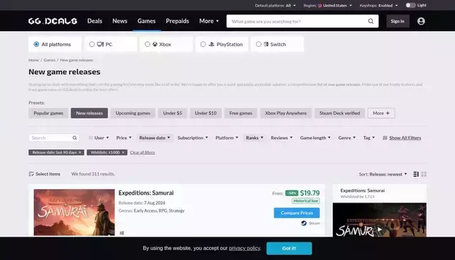 gg.deals homepage screenshot