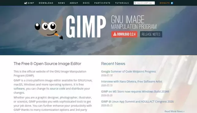 gimp.org homepage screenshot
