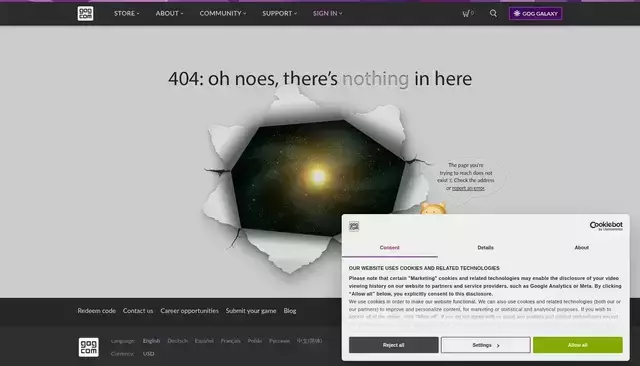 gog.com homepage screenshot