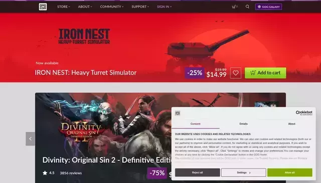 gog.com homepage screenshot
