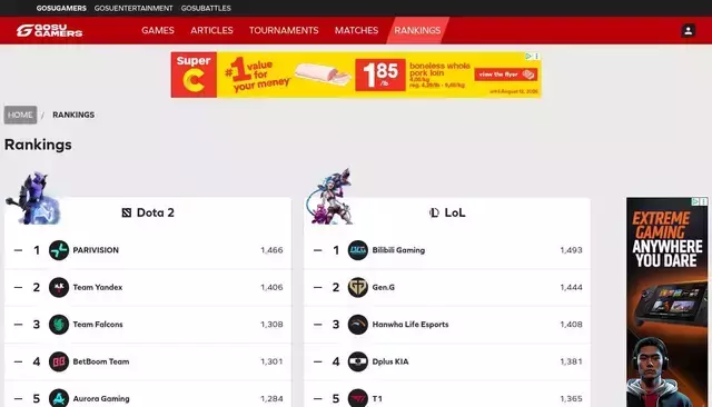 gosugamers.net homepage screenshot