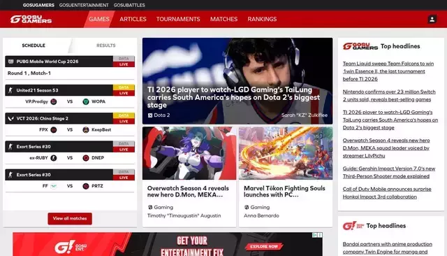 gosugamers.net homepage screenshot