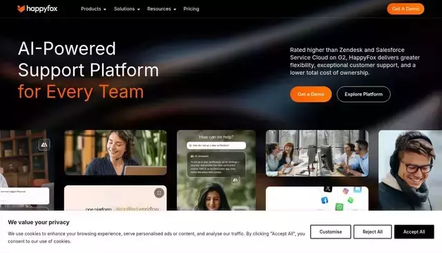 happyfox.com homepage screenshot