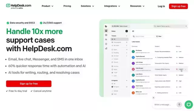 helpdesk.com homepage screenshot