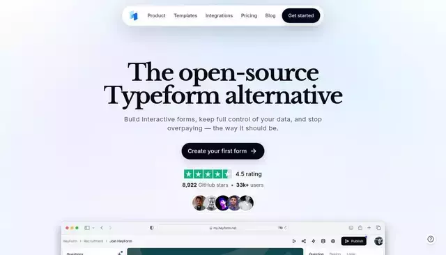 heyform.net homepage screenshot