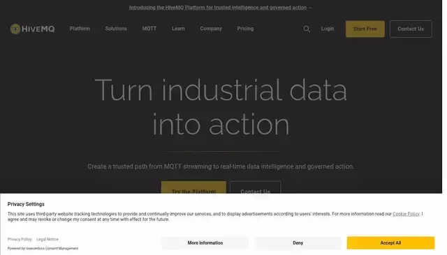 hivemq.com homepage screenshot
