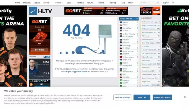 hltv.org homepage screenshot