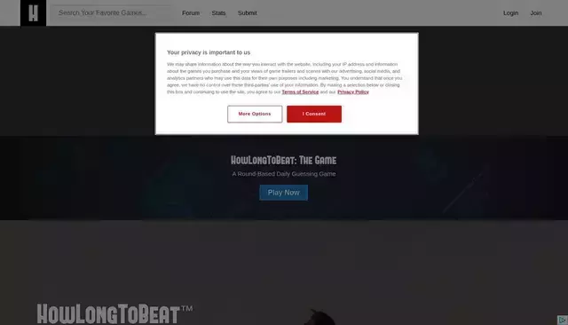 howlongtobeat.com homepage screenshot