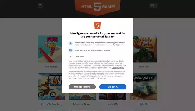 html5games.com homepage screenshot